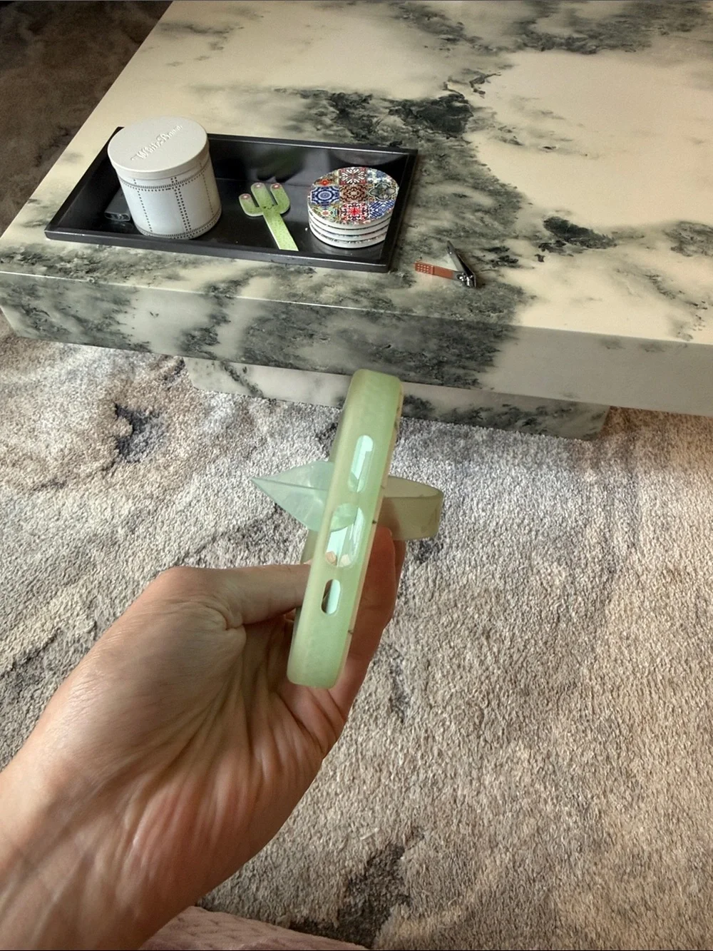 Loopy Floral Print Phone Case in Sage Green - IPhone 16 Pro